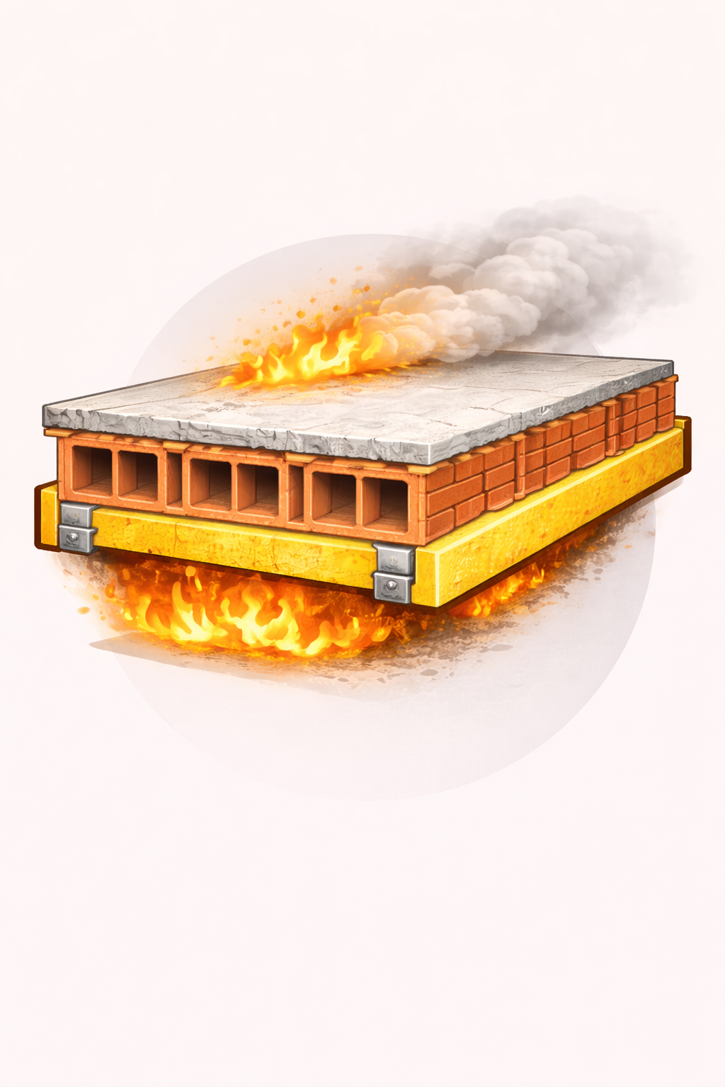 Encapsulation coupe-feu plancher brique céramique traditionnelle